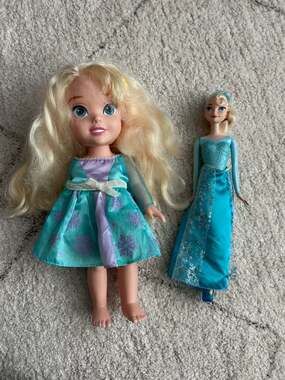 Disney Frozen Elsa Doll Lot - 14" Toddler Doll and 12" Fashion Doll